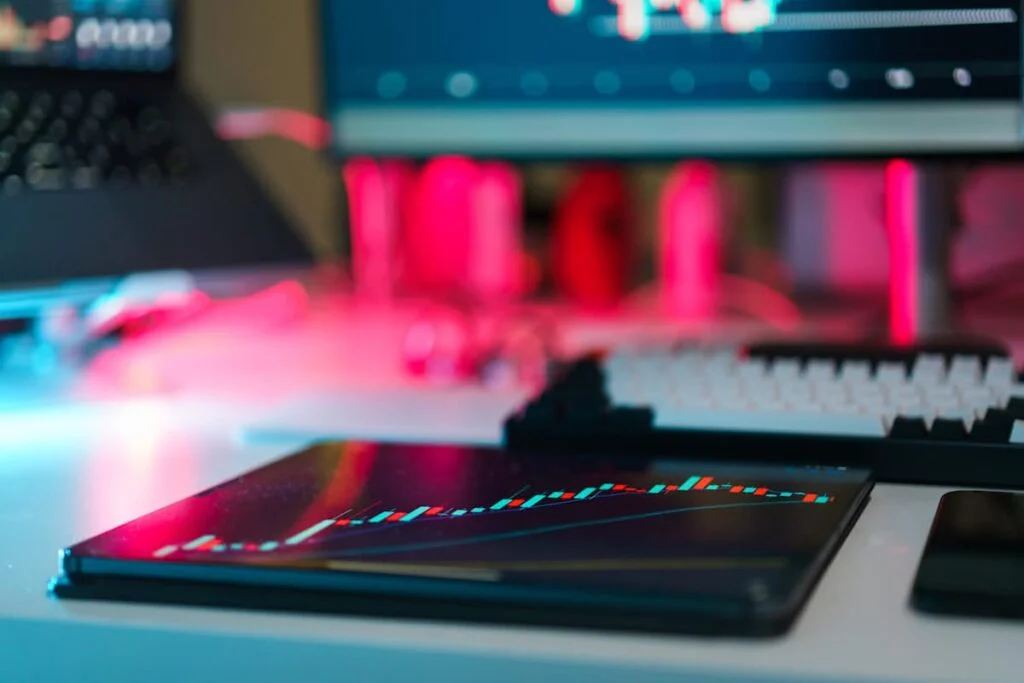 Trading on the tablet with stock data.