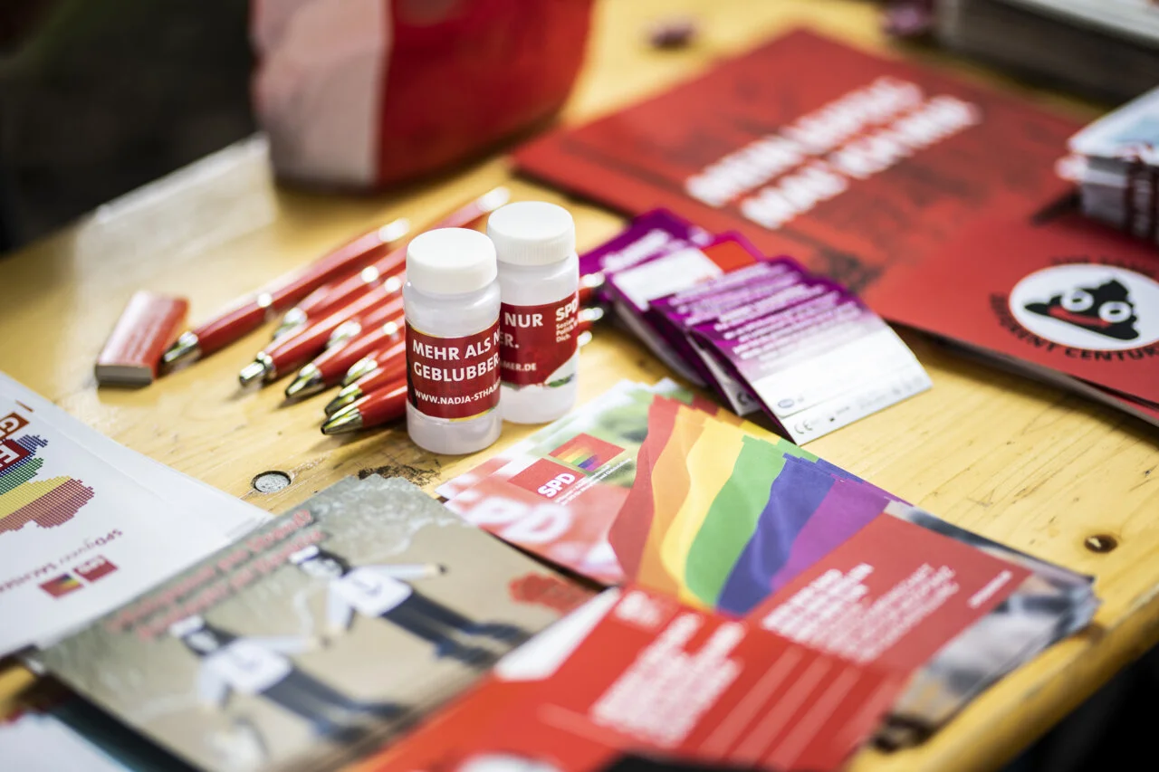 Werbematerial am Infostand